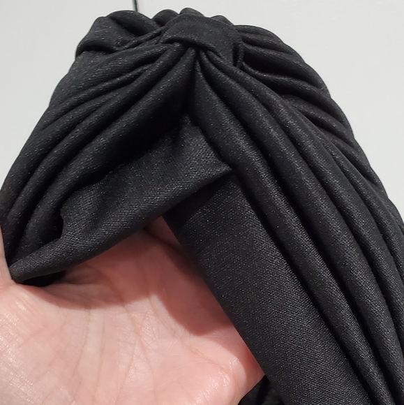 Unissex Black Front Knot Turban Head Wrap - Picture 5 of 7
